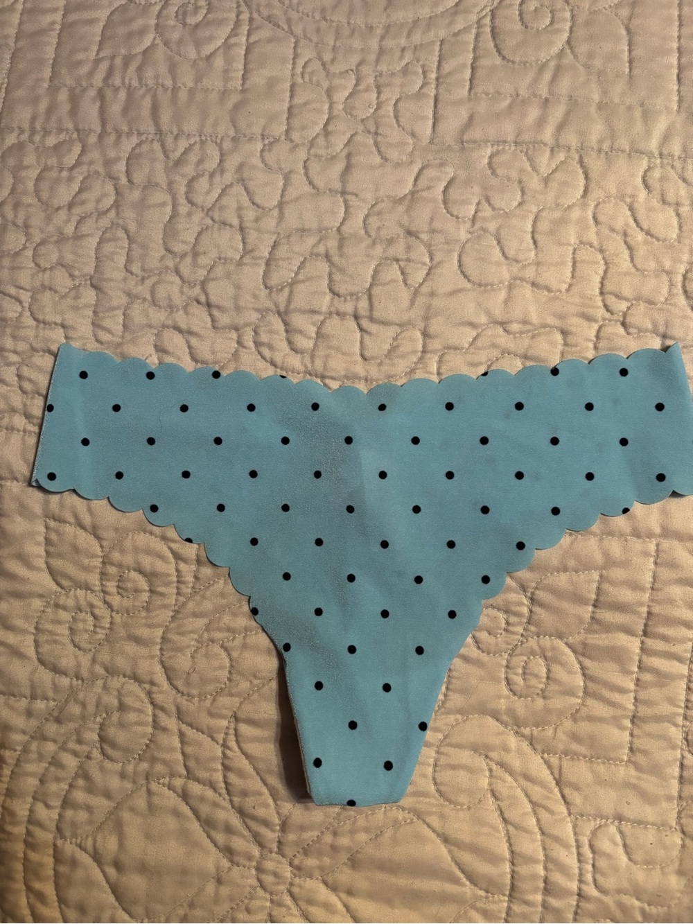 Victoria's Secret Light Blue Scalloped Polka Dot Thong